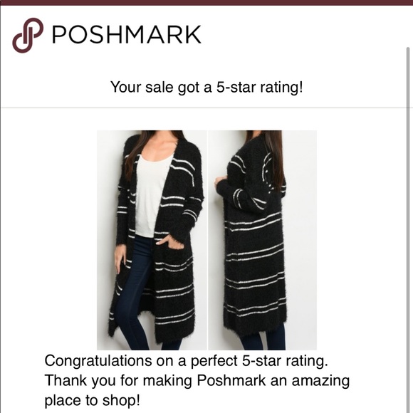 FUZZY BLACK & WHITE STRIPED CARDIGAN - Picture 5 of 5